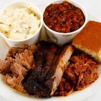 Combo Platter · *Serves 1 person. 

Choose 3 of the following items - Pork ribs, beef brisket, pulled pork, ...