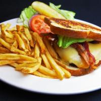 SUNSET BOULEVARD BURGER · Bacon, avocado, jack and cheddar cheese, grilled sourdough