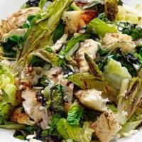 Chicken Caesar (Large) · Romaine lettuce, croutons, Parmesan cheese, and chicken, with caesar dressing.