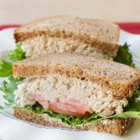 Tuna Sandwich · Albacore tuna salad, lettuce, tomato, and mayo on wheat bread.