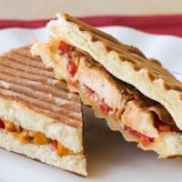 Grilled Chicken · Chicken, roasted red peppers, pesto mayo, bacon, and jack cheese on focaccia bread.