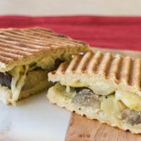 Mediterranean Sandwich · Vegetarian. Artichoke hearts, eggplant, swiss cheese, and pesto mayo on focaccia bread.
