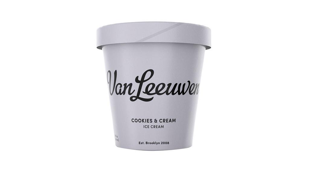 Van Leeuwen Ice Cream Cookies and Cream · Nothing makes us happier than this Cookies & Cream Ice Cream. Nothing. Not children. Not dogs. Not rainbows. Nothing. Dark chocolate chip cookies + a rich cream filling + cold-ground vanilla bean ice cream = non-child, non-dog, non-rainbow happiness. Contains gluten, tree nuts, dairy, and eggs. We cannot make substitutions.