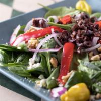 Mediterraneo - a Rocco’s Original · Spinach, kalamata olives, red bell peppers, walnuts, red onions, feta cheese, pepperoncini a...