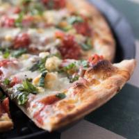 14. Four Cheese Margherita - a Classic · A blend of mozzarella, provolone, fontina, and lite gorgonzola with basil and a dash of extr...