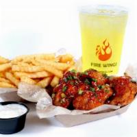 8 Pc Combo · Comes with choice of 2 flavors, seasoned fries, 1 dip and a drink