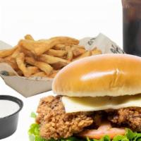 Original Sandwich Combo · Comes with seasoned fries, 1 dip, and a 24oz fountain drink. Breaded chicken thigh with mayo...