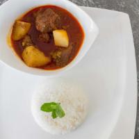 Beef Curry · Slow-cooked cubed beef stew with potatoes, garlic, onion, ginger, chili paste, turmeric and ...