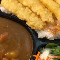 Shrimp tempura curry rice bowl · Come with mix green salad
