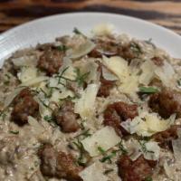 Risotto Tartufato · Try the  saffron risotto served with our juicy Italian sausage, champignon mushrooms, onions...
