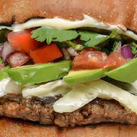 Haight 'N' Salsa Burger · Fresh avocado, pan-grilled plant-protein patty, hand-crafted pico de gallo, white onion mari...