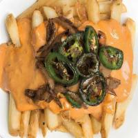 Jalapeno Aioli Fries · Crispy seaweed fries drizzled with housemade sriracha sauce and topped with caramelized onio...
