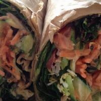 Garden Veggie Wrap · Tortilla, hummus or guacamole, spring mix, tomatoes, red onion, bell pepper, shredded carrot...