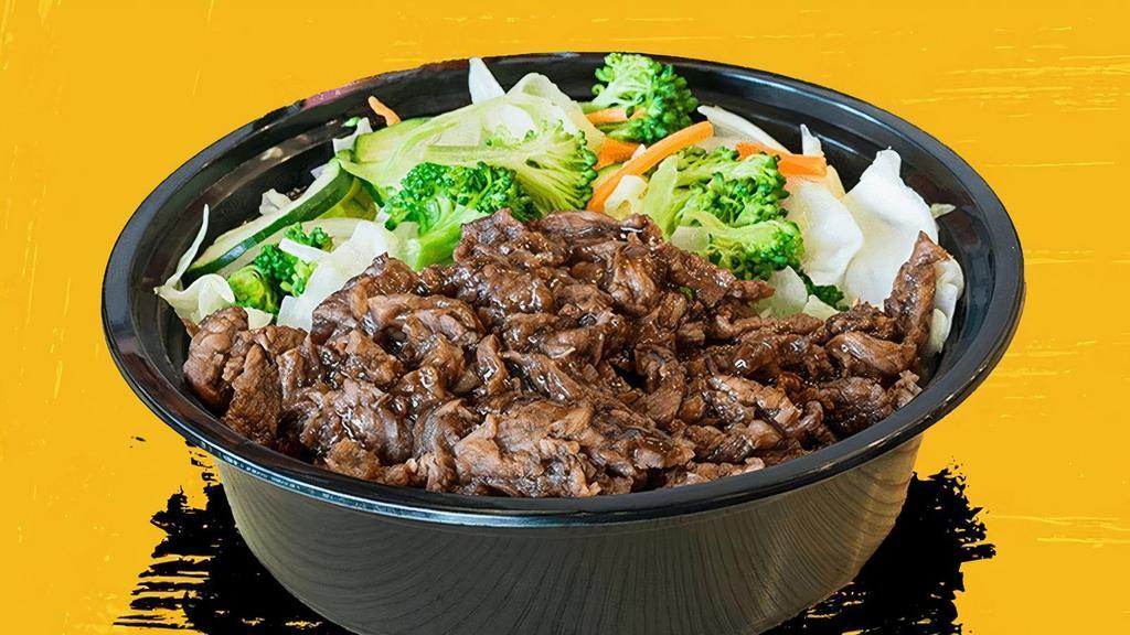 Steak Teriyaki Bowl · Got beef, bro? We do. And it’s hand-trimmed, lean, marinated steak, cooked in a hot wok and served with our house-made sauce. Throw it in with white rice, brown rice, fried rice or noodles and stir-fried veggies for a protein-powered meal.