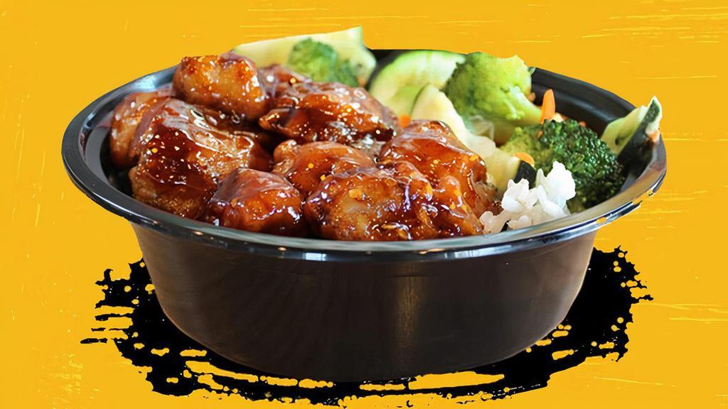 Mad Spicy Orange Chicken Bowl · Whoa – spicy and sweet in one bowl? That’s Mad! Try our new Mad Orange bowl with our delicious orange chicken first wok-tossed with our famous orange sauce and then tossed with our new MAD SAUCE! Piled over your choice of white rice, brown rice, fried rice or noodles and includes stir-fry veggies!