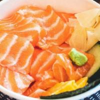 R01. Salmon Don · Salmon sashimi or seared salmon over sushi rice. Premium Sashimi Quality - Freshly prepared ...