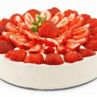 Strawberry Bagatelle · Fresh white cake with slices of fresh strawberries in vanilla cream filling. Garnished with ...