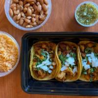 Soft Tacos (3 Pieces) · Choice of filling with corn tortilla, cilantro, onions,