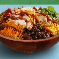 Bbq Chicken Salad · Choice of greens, black beans, corn, shredded carrots, shredded cheese, and bbq chicken, tos...