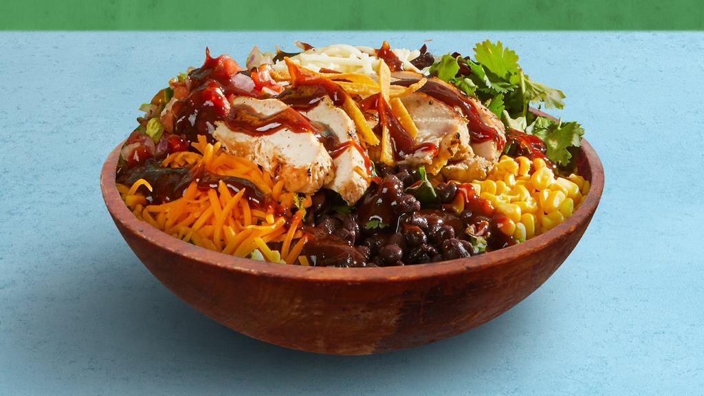 Bbq Chicken Salad · Choice of greens, black beans, corn, shredded carrots, shredded cheese, and bbq chicken, tossed with your choice of dressing.