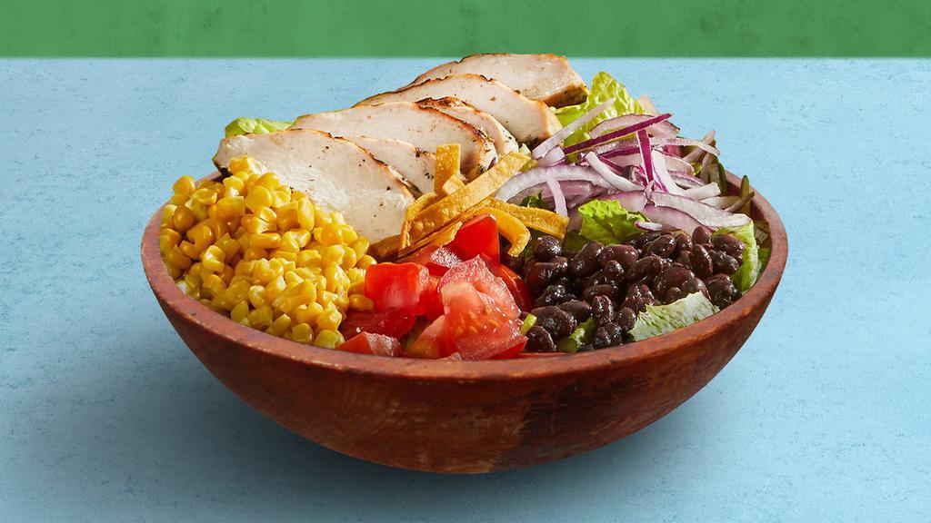 Southwest Salad · Choice of greens, corn, tomato, onions, black beans, and tortilla chips, tossed with your choice of dressing.