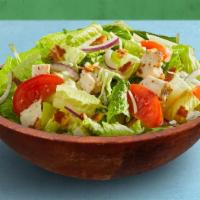Club Salad · Grilled chicken, romaine lettuce, bacon bits, tomato, red onion, and shredded cheese tossed ...