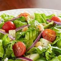 Mediterranean Salad · Choice of greens, chickpeas, cucumber, tomatoes, onions, feta cheese