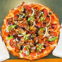 King Arthur'S Supreme® · Pepperoni, Italian sausage, salami, linguica, mushrooms, green peppers, yellow onions, black...