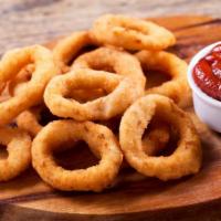 Onion Rings · Thick cut, battered, crispy fried onion rings.