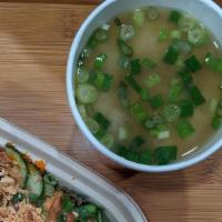 Miso Soup · Soy bean soup with seaweed
