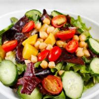 Summer House Salad · Organic baby greens, yellow beets, cherry tomatoes, garbanzo beans, cucumber, balsamic.
*add...