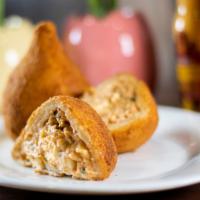 Coxinha · Our most traditional brazilian pastry, filled with creamy chicken and cream cheese.