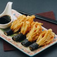 3. Enoki Tempura · Deep fried enoki mushrooms served with tentsuyu sauce.