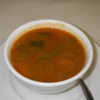 Sambar Soup · Gluten free, vegan. Homemade lentil soup with vegetables.
