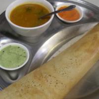 Spinach Masala Dosa · Gluten-free. Vegan. Crepe with potatoes and spinach.