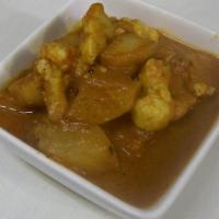 Aloo Gobi · Vegan. Fresh potatoes & cauliflower cooked with spices.