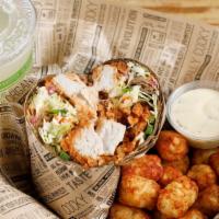The Coup Combo Meals · Comes with your choice of any sandwich, wrap, or bowl, a side of tater tots, and a drink.