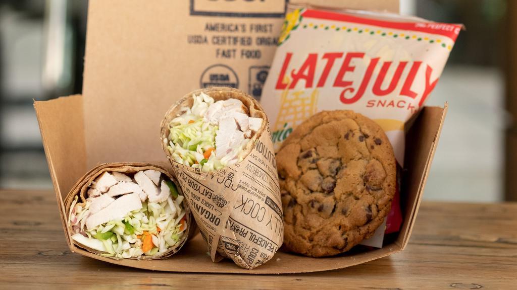 Lunch Boxes · Individually packaged boxes filled with your choice of our signature sandwiches or wraps, a bag of chips or side Caesar salad & a cookie.