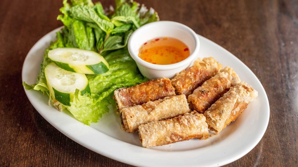 13. Six Imperial Rolls · Crispy fried rolls filled with ground pork, taro, carrots and silver noodles.