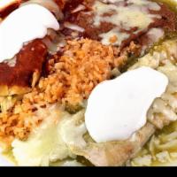 1 Enchilada Plate · 1 enchilada served with, red or green sauce, rice, beans, cheese, sour cream, pico de gallo ...