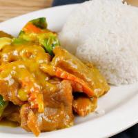 Curry Pork Chop Over Rice - 咖哩猪扒飯 · Hot & spicy.