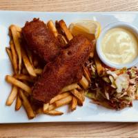 Fish & Chips · Wild-caught haddock coated in a crispy gluten-free batter and cooked in sustainably sourced ...
