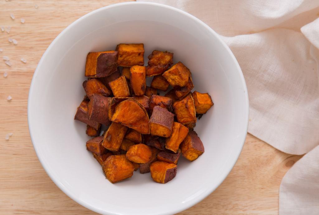 Sweet Potatoes · Sweet potatoes with salt and extra virgin olive oil. Good for: gluten-free, paleo, vegan, vegetarian, and whole30.