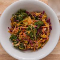 Kale Slaw · Fresh kale, shredded cabbage, and carrots in a house-made vinaigrette. Good for: gluten-free...