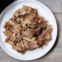 Pasture-Raised Pork Shoulder · Pasture-raised heritage breed pork shoulder from Marin Sun Farms roasted and shredded with o...