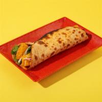 Saag Paneer Roll · With sliced onions and your choice of chutney in a roti roll.