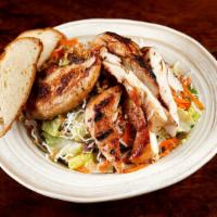 Asian Chicken Salad · Rice noodles, cabbage, romaine lettuce, red onions cucumbers, carrots, cilantro and peanuts ...
