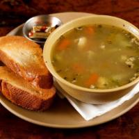 Combination · Daily soup, bowl of chili or chicken vegetable soup, and your choice of small athena, tossed...