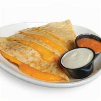 Mexican Classic · Melted Cheddar/Jack Cheese with side of Lime Crema and Roasted Tomato Salsa, House Flatbread
