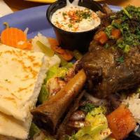 Pharaohs Lamb Shank · Homemade oven baked lamb shank cooked with veggies, served with vermicelli rice, house salad...